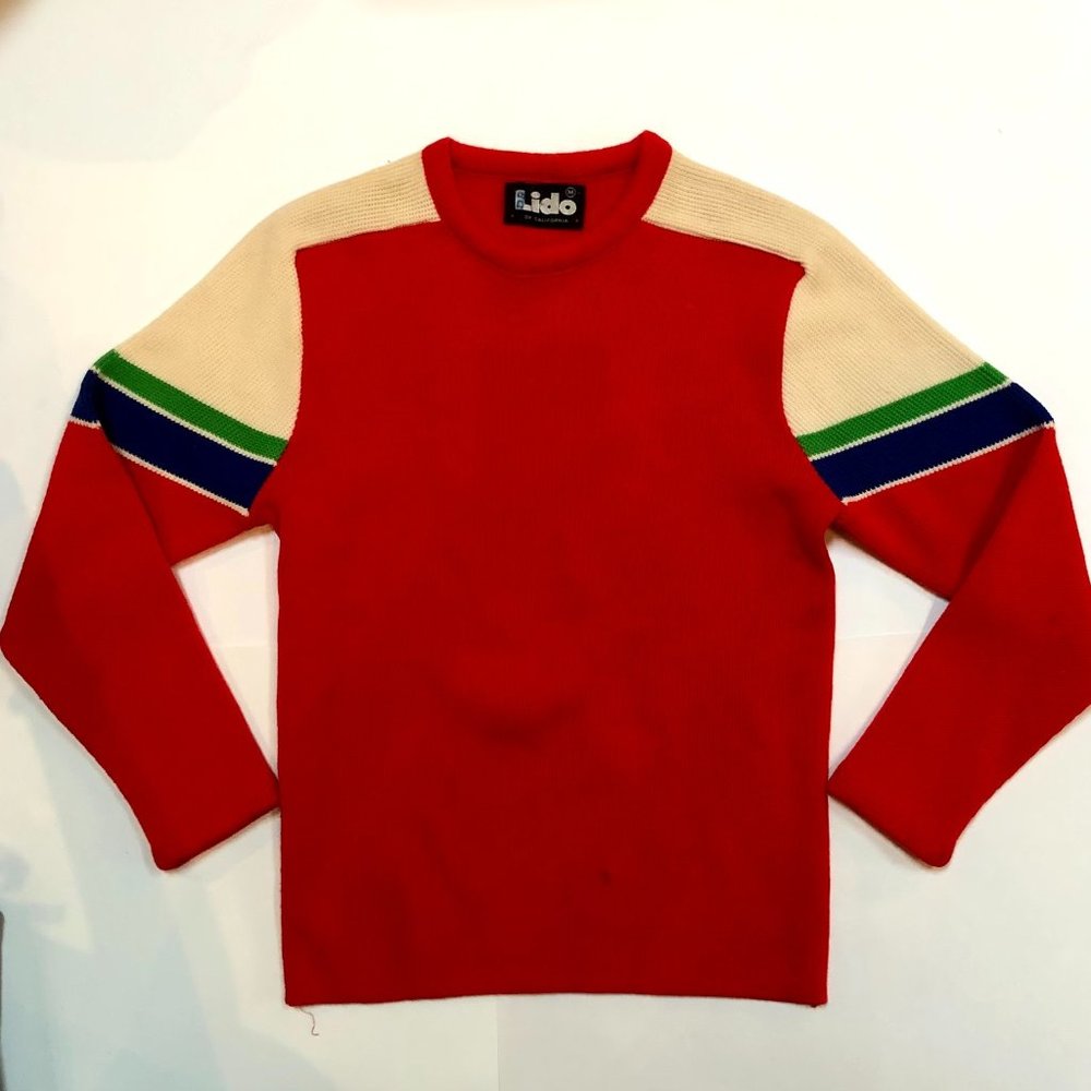 VINTAGE 70s Red Lido Ski Sweater